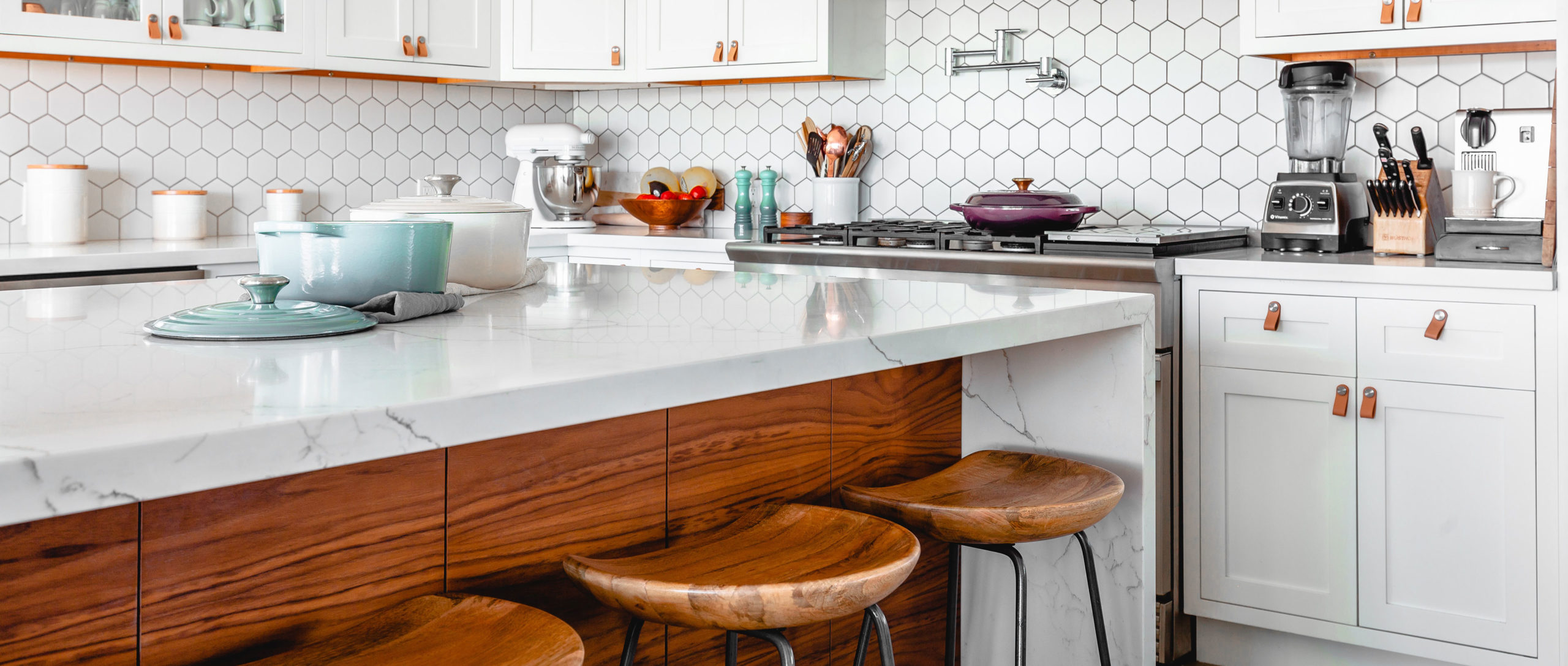 Home kitchen A beautiful and valuable new kitchen countertop and backsplash installed by New Pacific Designs